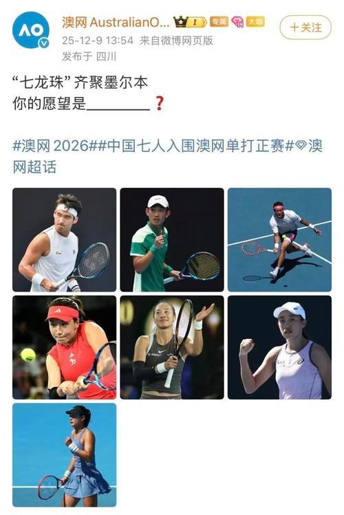 澳网正赛名单揭晓 中国军团7人入围男女单打